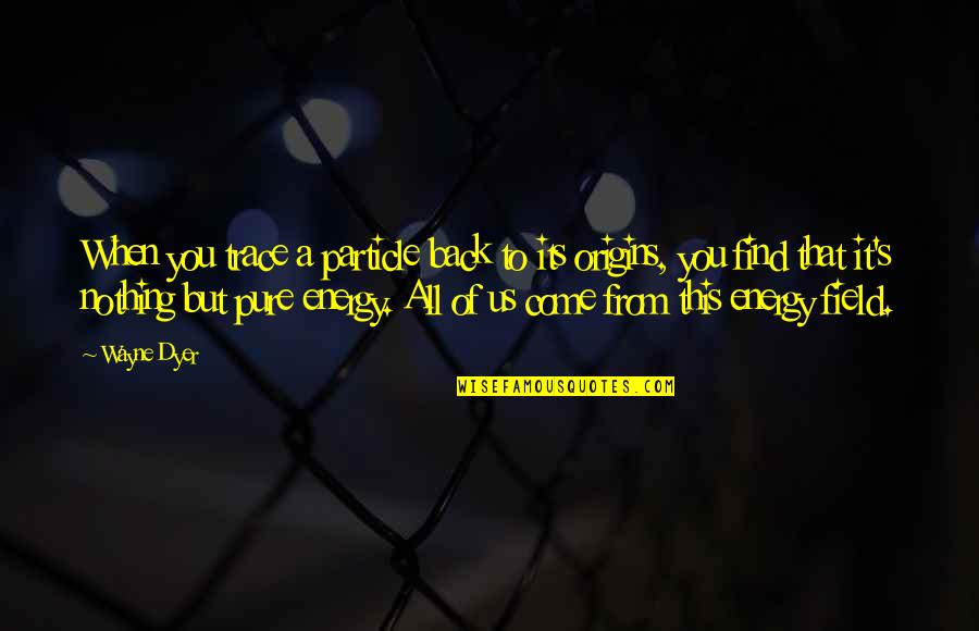 Energy Field Quotes By Wayne Dyer: When you trace a particle back to its Energy Field Quotes By Wayne Dyer: When you trace a particle back to its