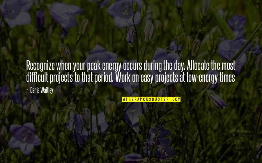 Energy If Period Quotes By Denis Waitley: Recognize when your peak energy occurs during the