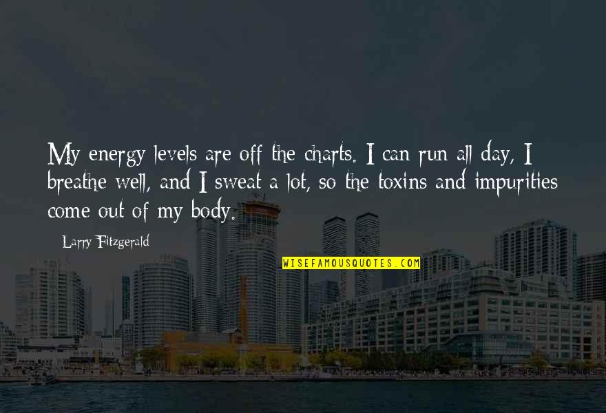 Energy Levels Quotes By Larry Fitzgerald: My energy levels are off the charts. I Energy Levels Quotes By Larry Fitzgerald: My energy levels are off the charts. I