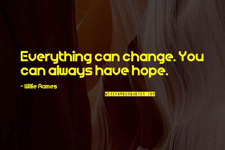 Energy Of Activation Quotes By Willie Aames: Everything can change. You can always have hope. Energy Of Activation Quotes By Willie Aames: Everything can change. You can always have hope.