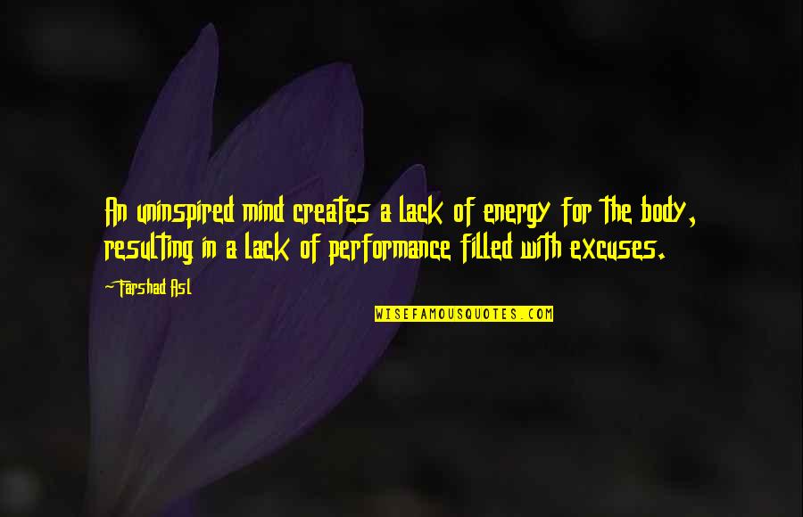 Energy Of The Mind Quotes By Farshad Asl: An uninspired mind creates a lack of energy Energy Of The Mind Quotes By Farshad Asl: An uninspired mind creates a lack of energy