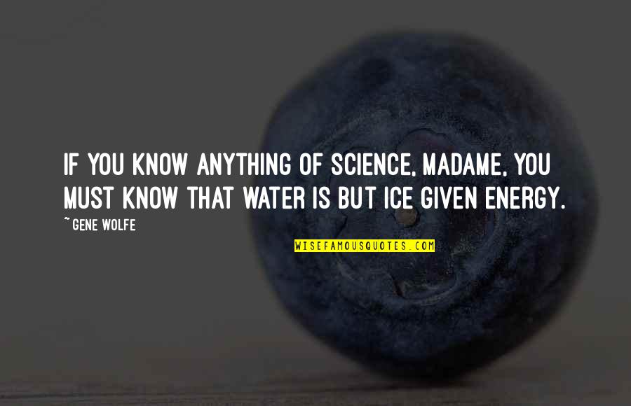 Energy Science Quotes By Gene Wolfe: If you know anything of science, madame, you