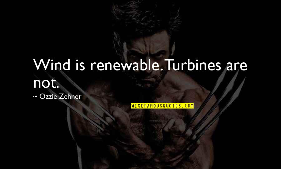 Energy Science Quotes By Ozzie Zehner: Wind is renewable. Turbines are not.