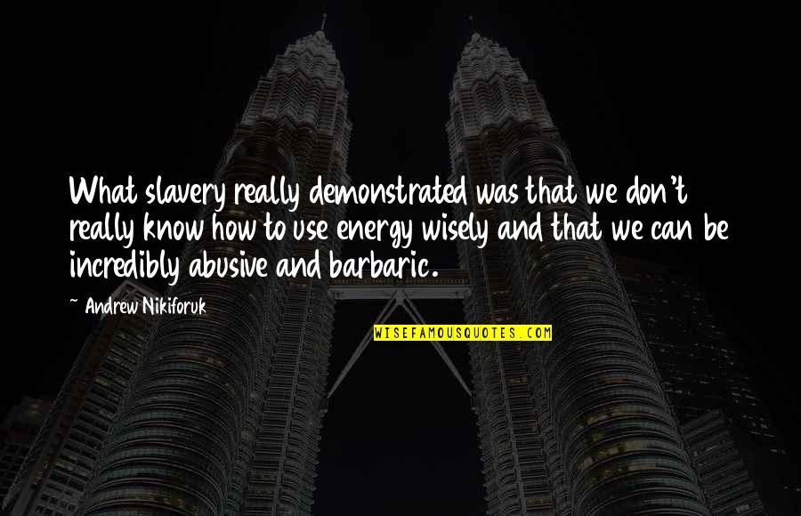 Energy Use Quotes By Andrew Nikiforuk: What slavery really demonstrated was that we don't