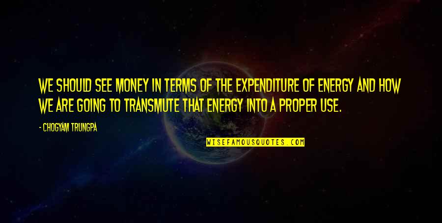 Energy Use Quotes By Chogyam Trungpa: We should see money in terms of the