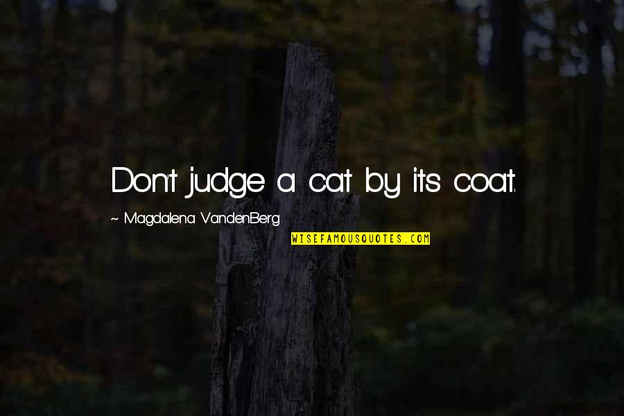 Eneseabi Quotes By Magdalena VandenBerg: Don't judge a cat by its coat. Eneseabi Quotes By Magdalena VandenBerg: Don't judge a cat by its coat.