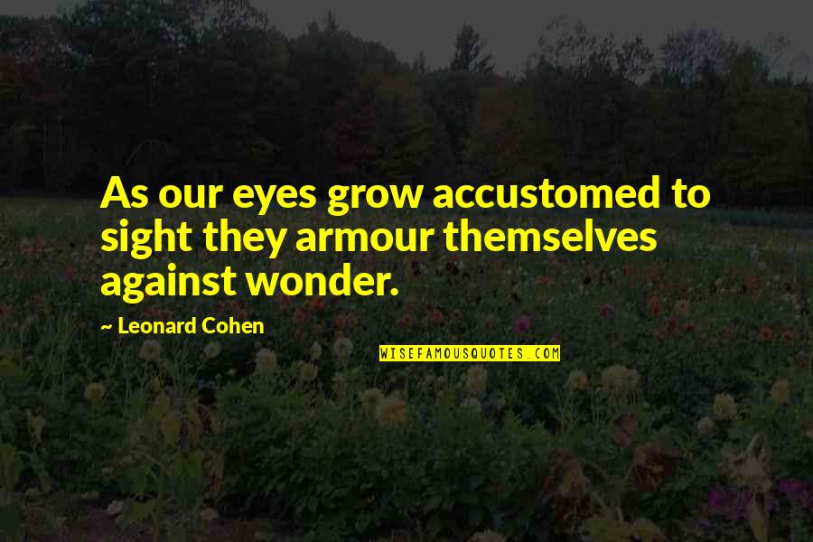 Engagingly Quotes By Leonard Cohen: As our eyes grow accustomed to sight they
