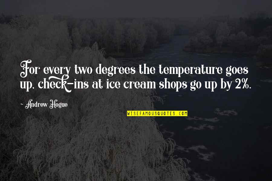 Enganches Avance Quotes By Andrew Hogue: For every two degrees the temperature goes up,