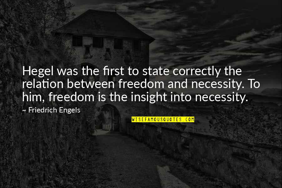 Engels's Quotes By Friedrich Engels: Hegel was the first to state correctly the