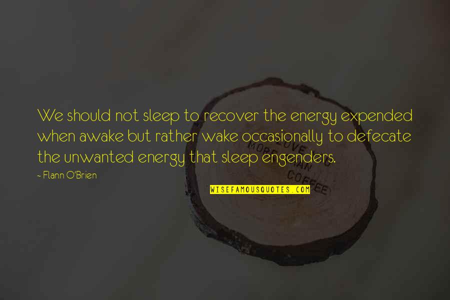 Engenders Quotes By Flann O'Brien: We should not sleep to recover the energy