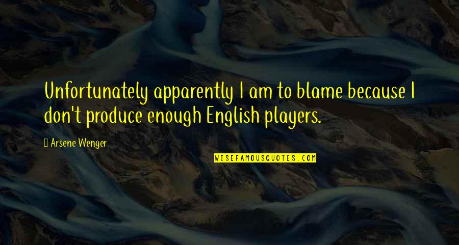 England English Quotes By Arsene Wenger: Unfortunately apparently I am to blame because I