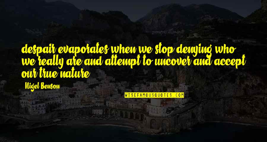 Englisch Quotes By Nigel Benson: despair evaporates when we stop denying who we