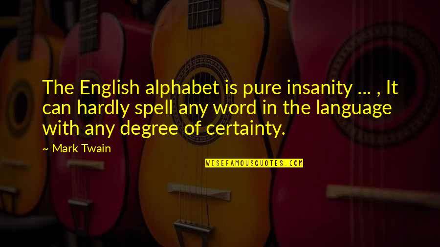 English Degree Quotes By Mark Twain: The English alphabet is pure insanity ... ,