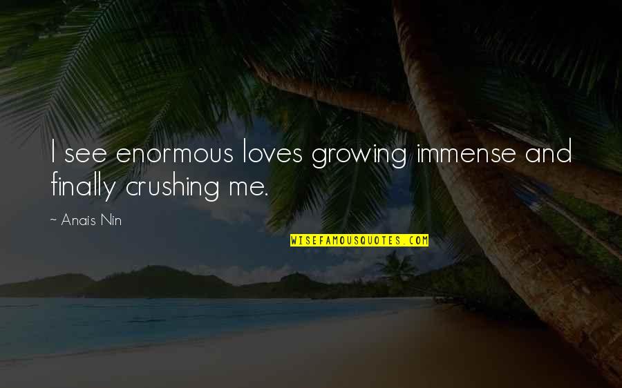 English Pen Quotes By Anais Nin: I see enormous loves growing immense and finally