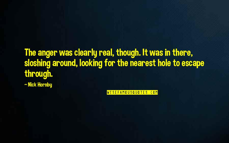 English Subject Inspirational Quotes By Nick Hornby: The anger was clearly real, though. It was