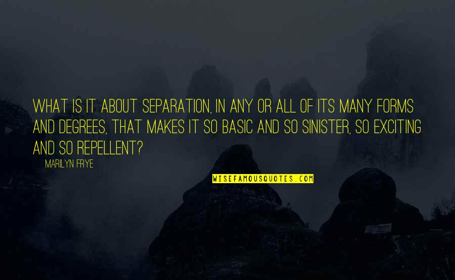 Engraven Quotes By Marilyn Frye: What is it about separation, in any or