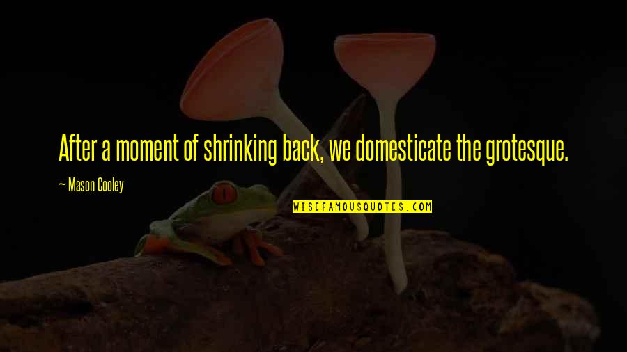 Enhances Synonyms Quotes By Mason Cooley: After a moment of shrinking back, we domesticate