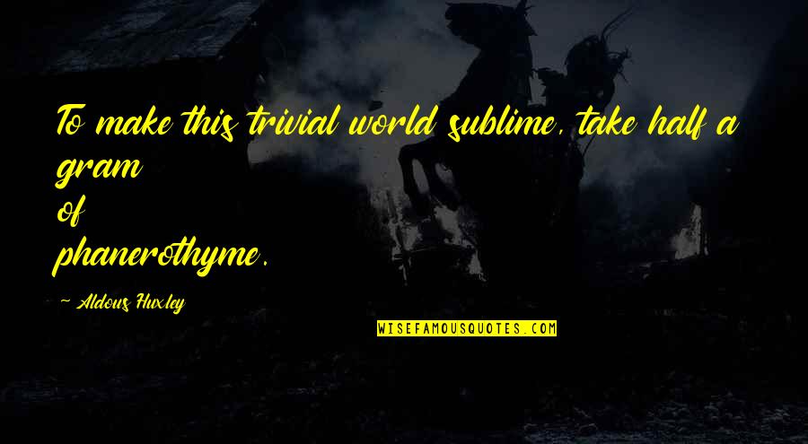 Enid Frick Quotes By Aldous Huxley: To make this trivial world sublime, take half