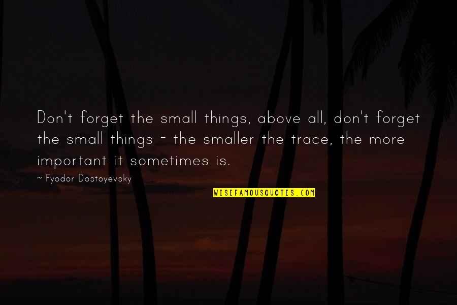 Enjambments Quotes By Fyodor Dostoyevsky: Don't forget the small things, above all, don't