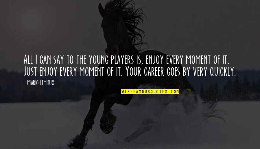 Enjoy Each And Every Moment Quotes By Mario Lemieux: All I can say to the young players