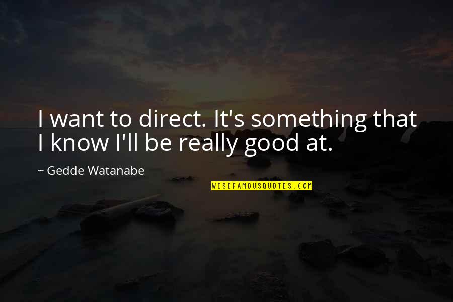 Enjoy The Evening Quotes By Gedde Watanabe: I want to direct. It's something that I