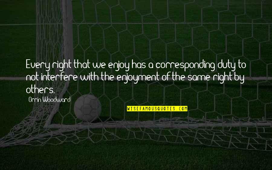 Enjoy The Freedom Quotes By Orrin Woodward: Every right that we enjoy has a corresponding