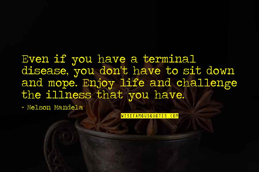 Enjoy The Life You Have Quotes By Nelson Mandela: Even if you have a terminal disease, you