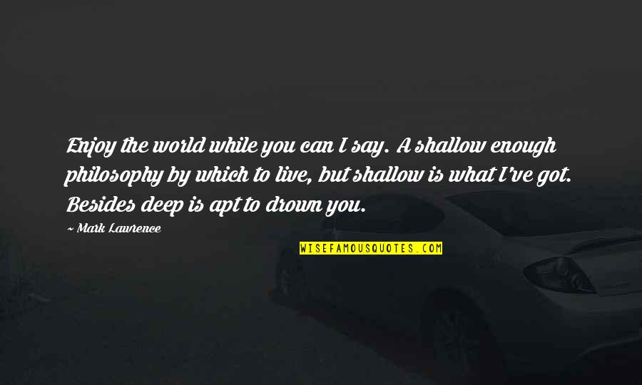 Enjoy The Quotes By Mark Lawrence: Enjoy the world while you can I say.