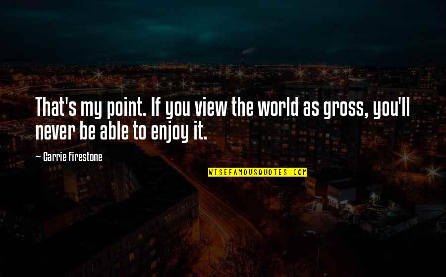 Enjoy The View Quotes By Carrie Firestone: That's my point. If you view the world