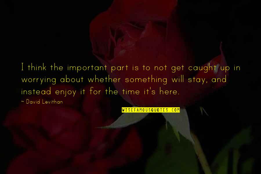 Enjoy Your Stay Quotes By David Levithan: I think the important part is to not