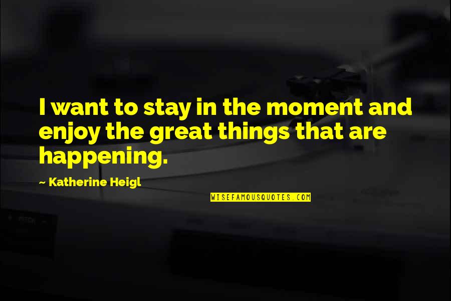 Enjoy Your Stay Quotes By Katherine Heigl: I want to stay in the moment and