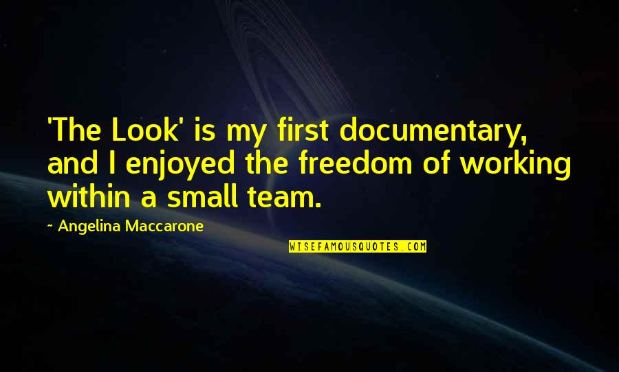 Enjoyed Working With You Quotes By Angelina Maccarone: 'The Look' is my first documentary, and I