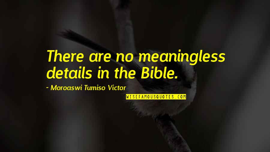 Enjoying Hard Work Quotes By Moroaswi Tumiso Victor: There are no meaningless details in the Bible.