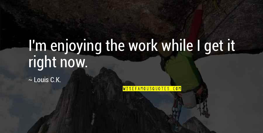 Enjoying Work Quotes By Louis C.K.: I'm enjoying the work while I get it