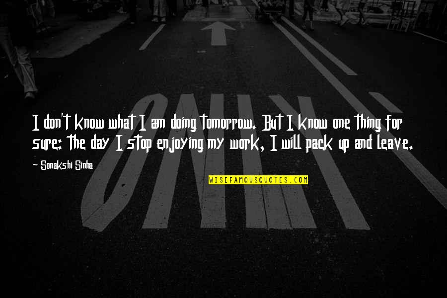 Enjoying Work Quotes By Sonakshi Sinha: I don't know what I am doing tomorrow.