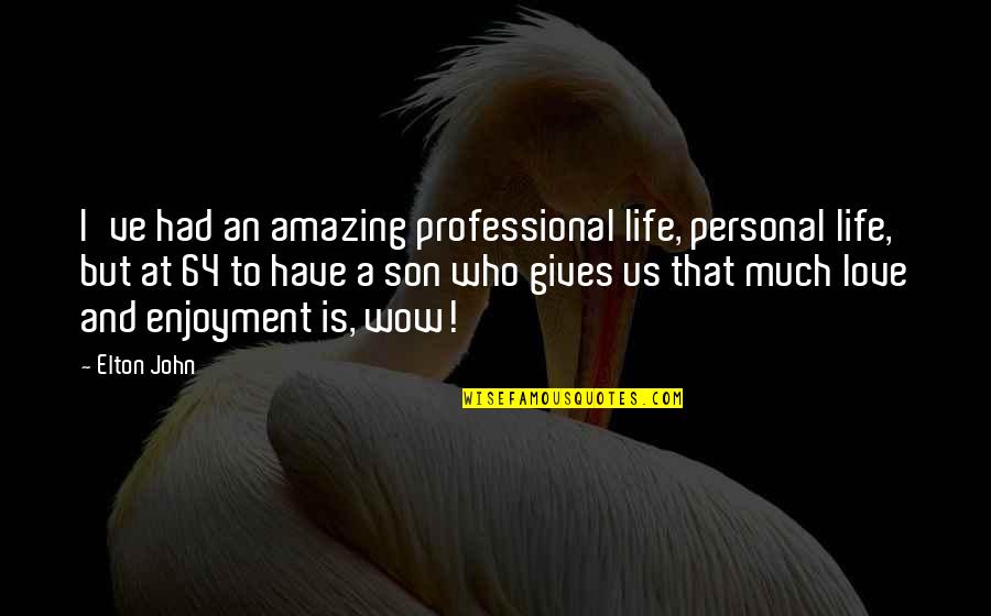 Enjoyment In Life Quotes By Elton John: I've had an amazing professional life, personal life,