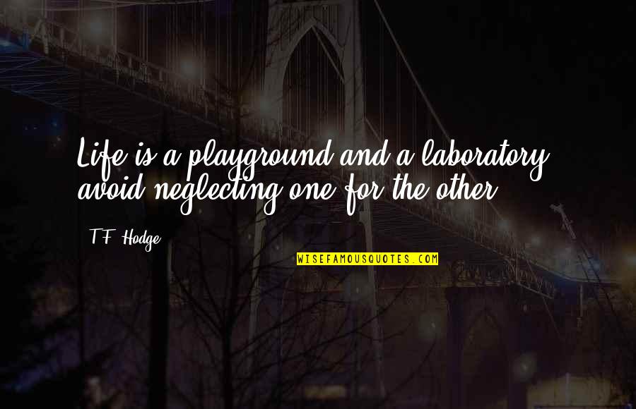 Enjoyment In Life Quotes By T.F. Hodge: Life is a playground and a laboratory; avoid