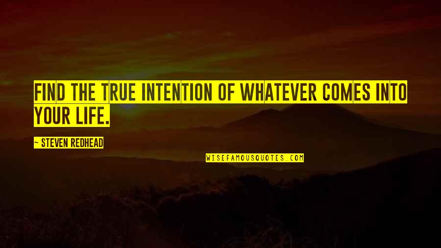 Enjoys Synonyms Quotes By Steven Redhead: Find the true intention of whatever comes into