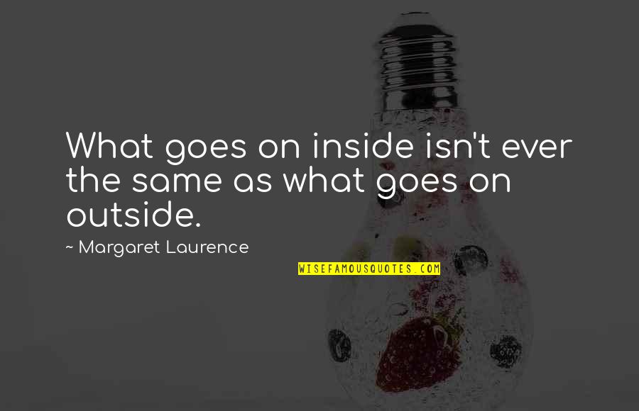Enkil Quotes By Margaret Laurence: What goes on inside isn't ever the same