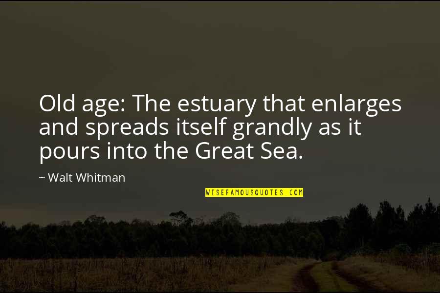 Enlarges Quotes By Walt Whitman: Old age: The estuary that enlarges and spreads