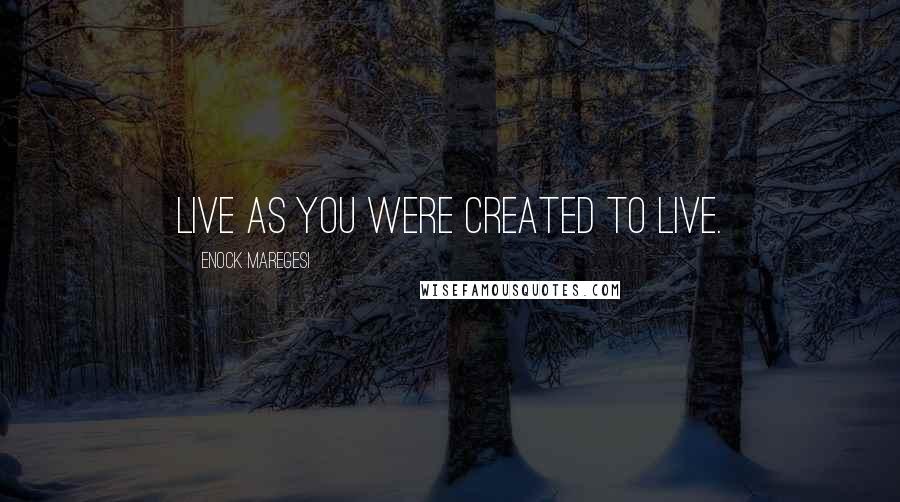 Enock Maregesi quotes: Live as you were created to live.