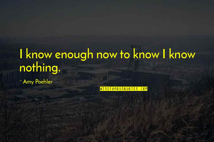 Enough Quotes By Amy Poehler: I know enough now to know I know