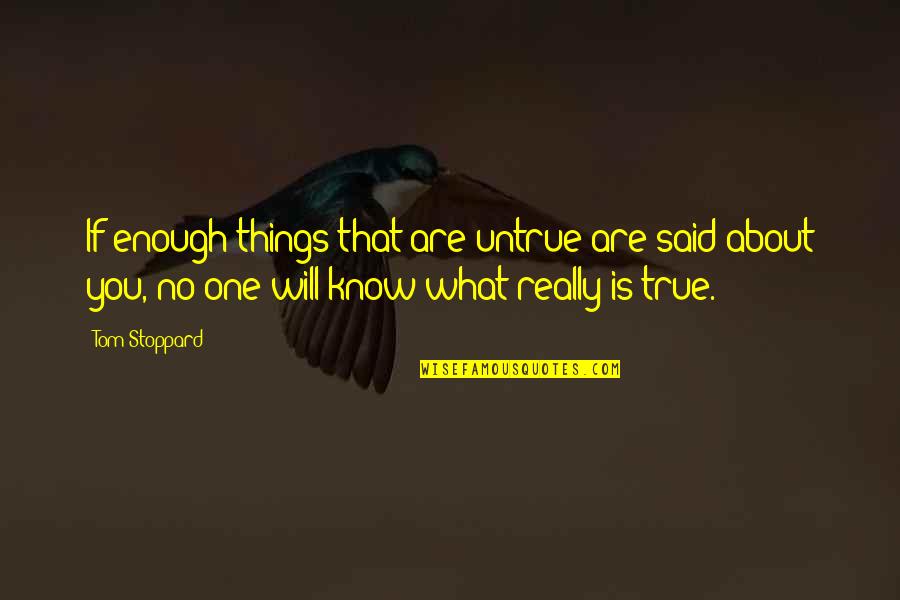 Enough Said Quotes By Tom Stoppard: If enough things that are untrue are said