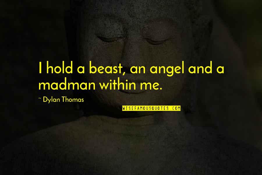 Enquiry's Quotes By Dylan Thomas: I hold a beast, an angel and a