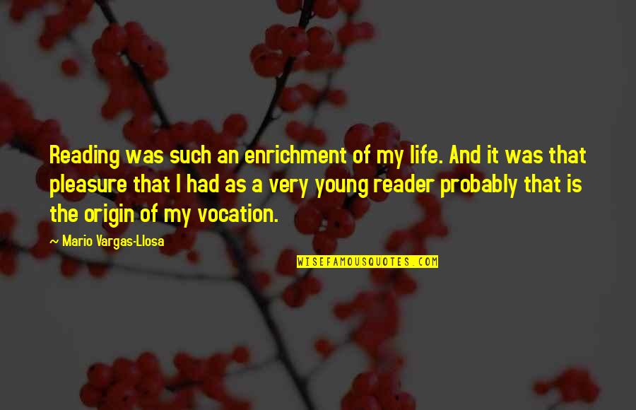 Enrichment Quotes By Mario Vargas-Llosa: Reading was such an enrichment of my life.