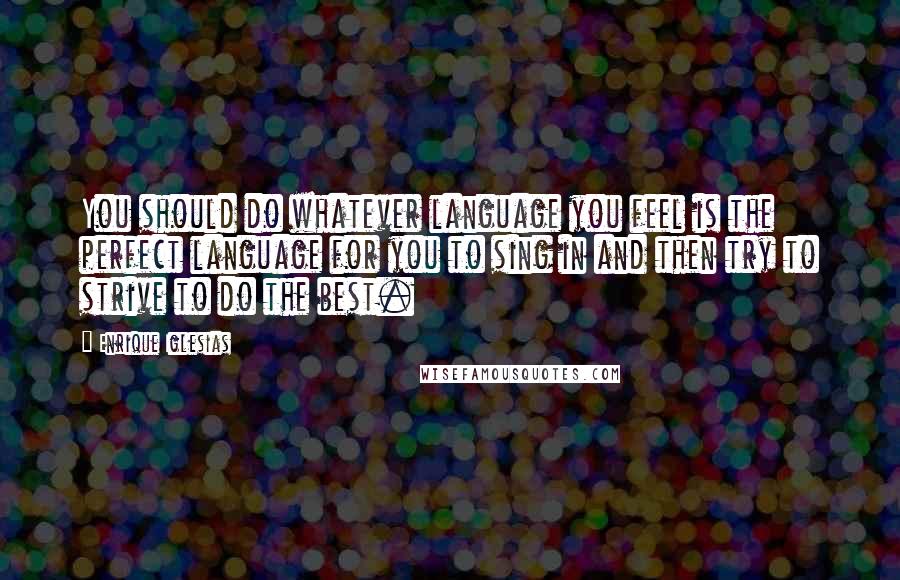 Enrique Iglesias quotes: You should do whatever language you feel is the perfect language for you to sing in and then try to strive to do the best.