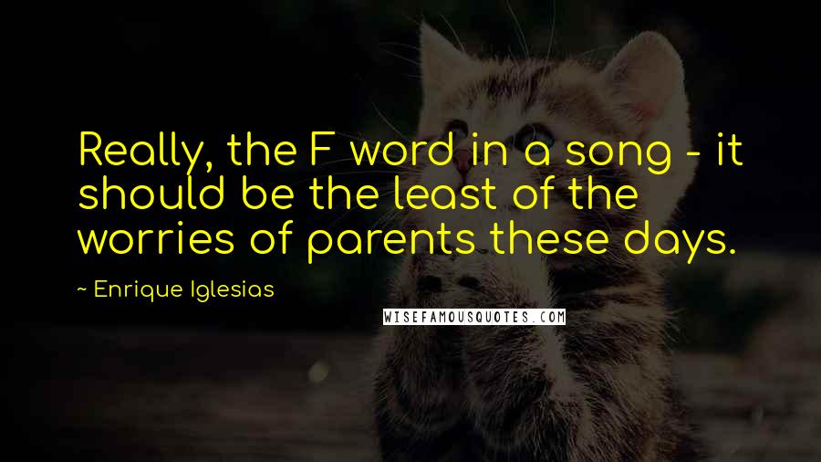 Enrique Iglesias quotes: Really, the F word in a song - it should be the least of the worries of parents these days.