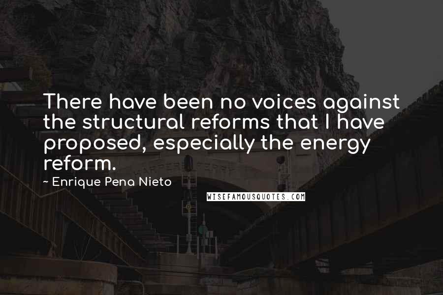 Enrique Pena Nieto quotes: There have been no voices against the structural reforms that I have proposed, especially the energy reform.