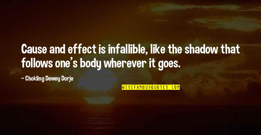 Enrollado De Cerdo Quotes By Chokling Dewey Dorje: Cause and effect is infallible, like the shadow Enrollado De Cerdo Quotes By Chokling Dewey Dorje: Cause and effect is infallible, like the shadow