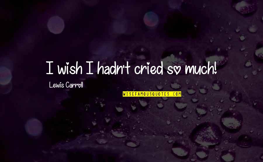 Ensample Vs Example Quotes By Lewis Carroll: I wish I hadn't cried so much!